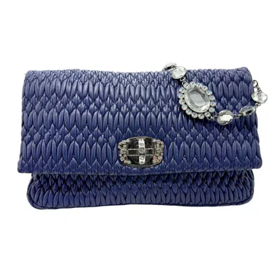 Pre-owned Miu Miu Navy Silver Leather Metal Shoulder Bag ()