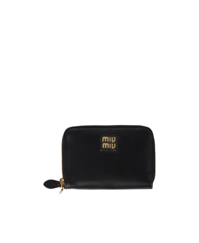 Miu Miu Neck-strap Wallet In Black