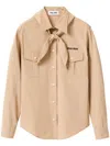 Miu Miu Neckerchief Cotton Poplin Shirt In Nude & Neutrals