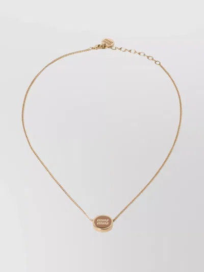 Miu Miu Necklace With Adjustable Length Chain And Pendant