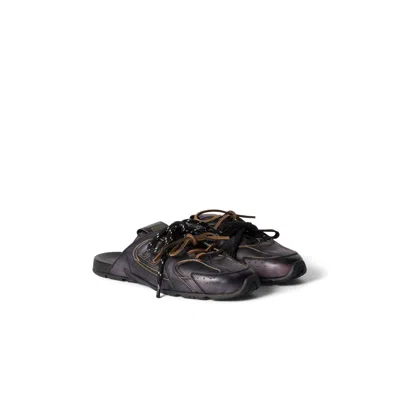 Miu Miu New Balance X  530 Sl Deco Calf Leather Mules In Black
