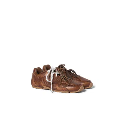Miu Miu New Balance X  530 Sl Deco' Leather Sneakers In Brown