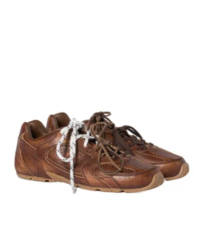 Miu Miu X New Balance 530 Sl Leather Sneakers In Brown
