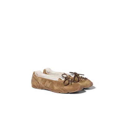 Miu Miu New Balance X  530 Sl Délavé Suede Ballerinas In Animal Print