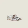 Miu Miu New Balance X  530 Sl Metallic Leather And Mesh Sneakers In Silver