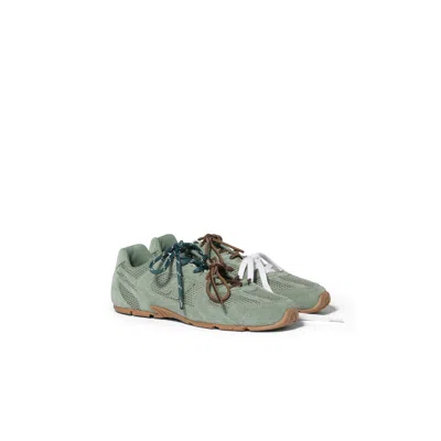 Miu Miu New Balance X  530 Sl Suede And Mesh Sneakers In Green