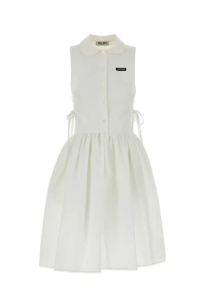 Miu Miu ? No-cotton-linen Mini Dress In White
