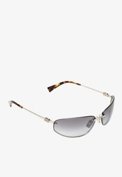 Miu Miu Nocturne Rectangular Sunglasses In Gray