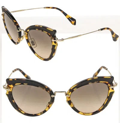 Pre-owned Miu Miu Noir Silk Mu05ss Cat Eye Brown Havana Gold Fashion Sunglasses 05s Women In Vif-3d0