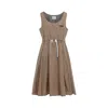 Miu Miu Mini Silk Dress Waist Drawstring In Brown