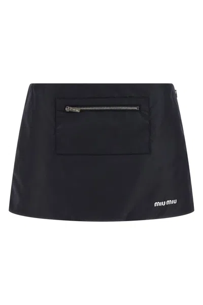 Miu Miu Nylon And Fleece Skirt In Blue