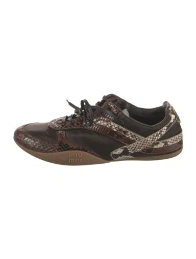 Pre-owned Miu Miu Nylon Animal Print Sneakers In Brown