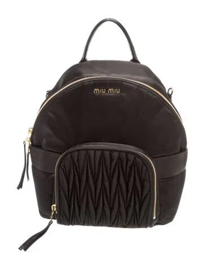 Pre-owned Miu Miu Nylon Backpack In Black