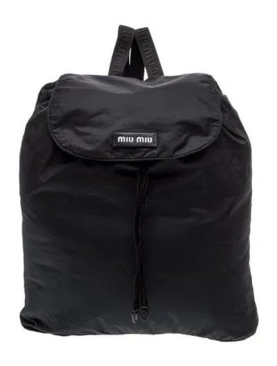 Pre-owned Miu Miu Nylon Backpack In Black
