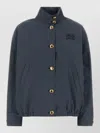 Miu Miu Nylon Blend Jacket Check Pattern Hem In Blue
