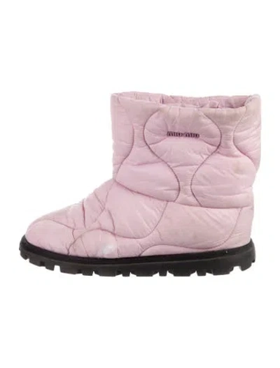 Pre-owned Miu Miu Nylon Boots In Pink