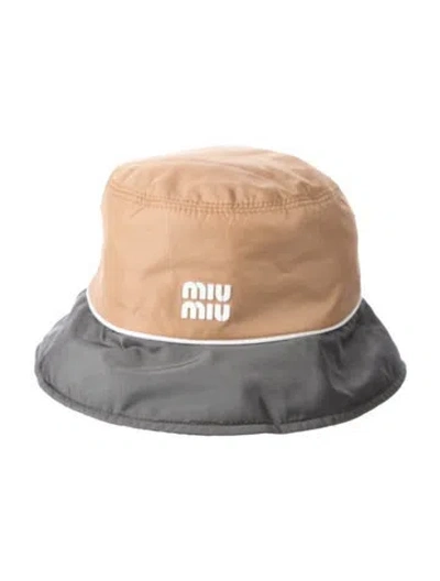 Pre-owned Miu Miu Nylon Bucket Hat In Neutral