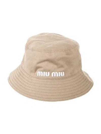 Pre-owned Miu Miu Nylon Bucket Hat In Neutrals