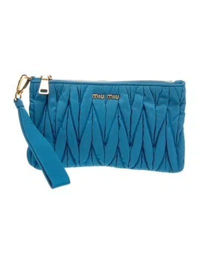 Pre-owned Miu Miu Nylon Clutch In Blue