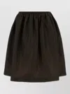 Miu Miu Nylon Skirt With Gathered Detail And Elastic Waistband In Brown
