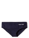 Miu Miu Logo-embroidered Bikini Bottoms In Blue