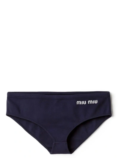 Miu Miu Nylon Swimsuit In Blue