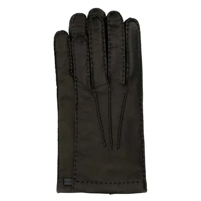 Pre-owned Miu Miu Ochre Suede Gloves 'black' | Women's Size 8