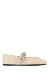 Miu Miu Off White Buckle Strap Ballet Flats In Off White