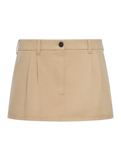 Miu Miu Old Gabardine Miniskirt In Brown