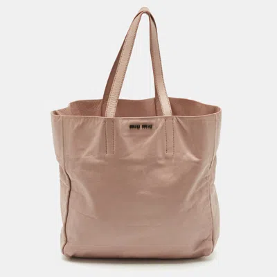 Pre-owned Miu Miu Old Rose Aged Leather Vertical Tote