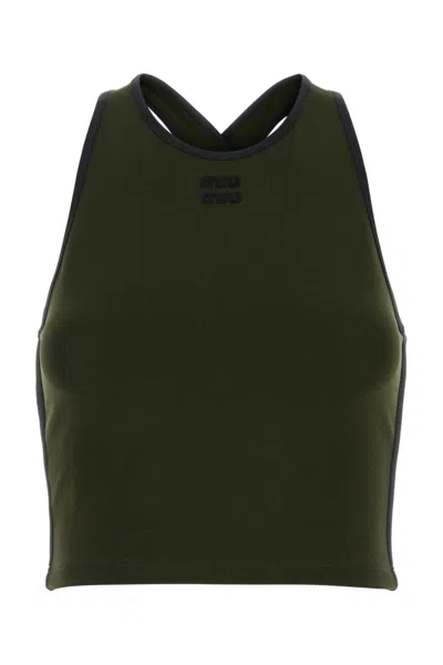 Miu Miu Olive Green Blend Crop-top