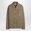 Miu Miu Logo Embroidered Field Jacket In Green