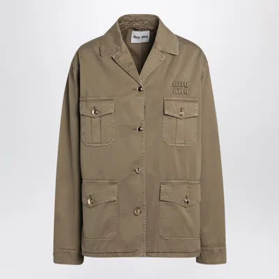 MIU MIU MIU MIU OLIVE GREEN COTTON SATIN JACKET WOMEN