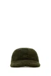 Miu Miu Fur Pile Hat Curved Brim In Green