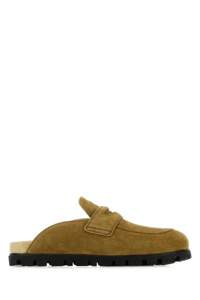 Miu Miu Olive Green Suede Slippers