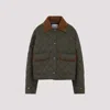 Miu Miu Olive Quilted Nylon Jacket In Green