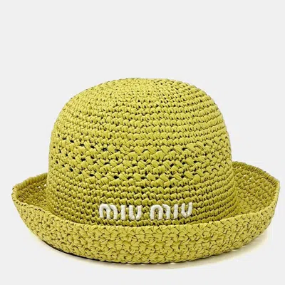 Pre-owned Miu Miu Olive Viscose Bucket Hat In Green