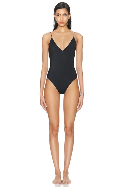 Miu Miu Black Stretch Nylon Swimsuit In Nero