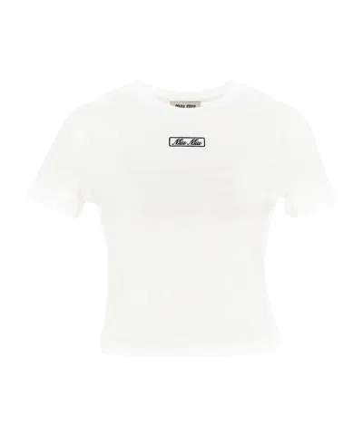 Miu Miu Open-necked Black Shirt In White