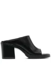 Miu Miu Open-toe Leather Mules In Black