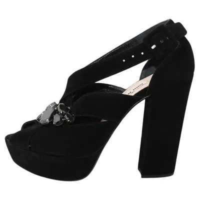 Pre-owned Miu Miu Open Toe Size 39 In Black