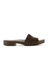 Miu Miu Women Suede Leather Sandals In Brown