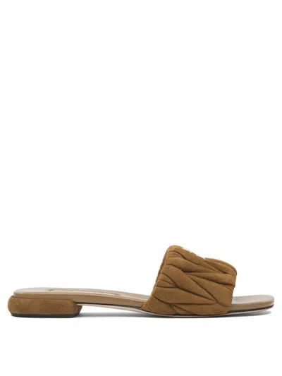 Miu Miu Open-toe Slippers In Brown