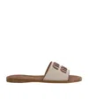 MIU MIU CANVAS AND LEATHER SLIDES