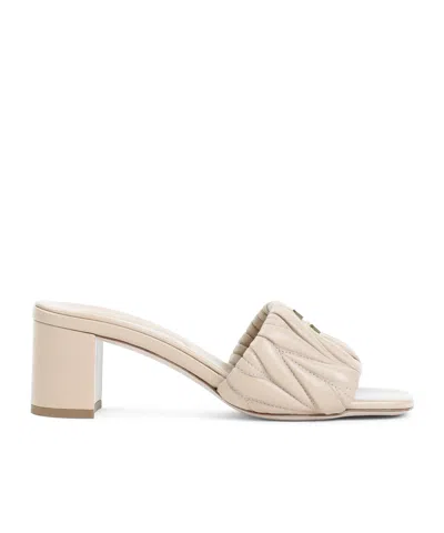 MIU MIU MATELASSÉ NAPPA LEATHER SLIDES