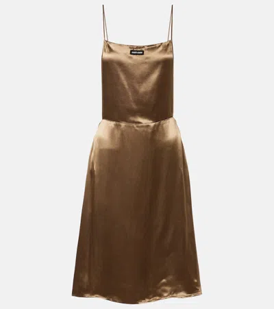 Miu Miu Open-back Satin Minidress In Brown