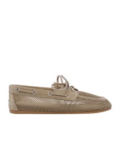 Miu Miu Openwork Flat Shoes In Neutral