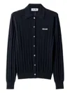Miu Miu Openwork-knit Cardigan In Blue