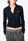 Miu Miu Openwork-knit Cashmere Cardigan In Blue