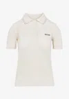 Miu Miu Openwork Polo T-shirt In Neutral